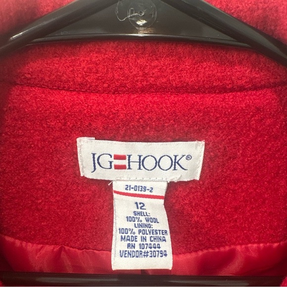 JG Hook Vintage Red Wool Jacket 12 (fits small like 8-10) - Picture 2 of 5